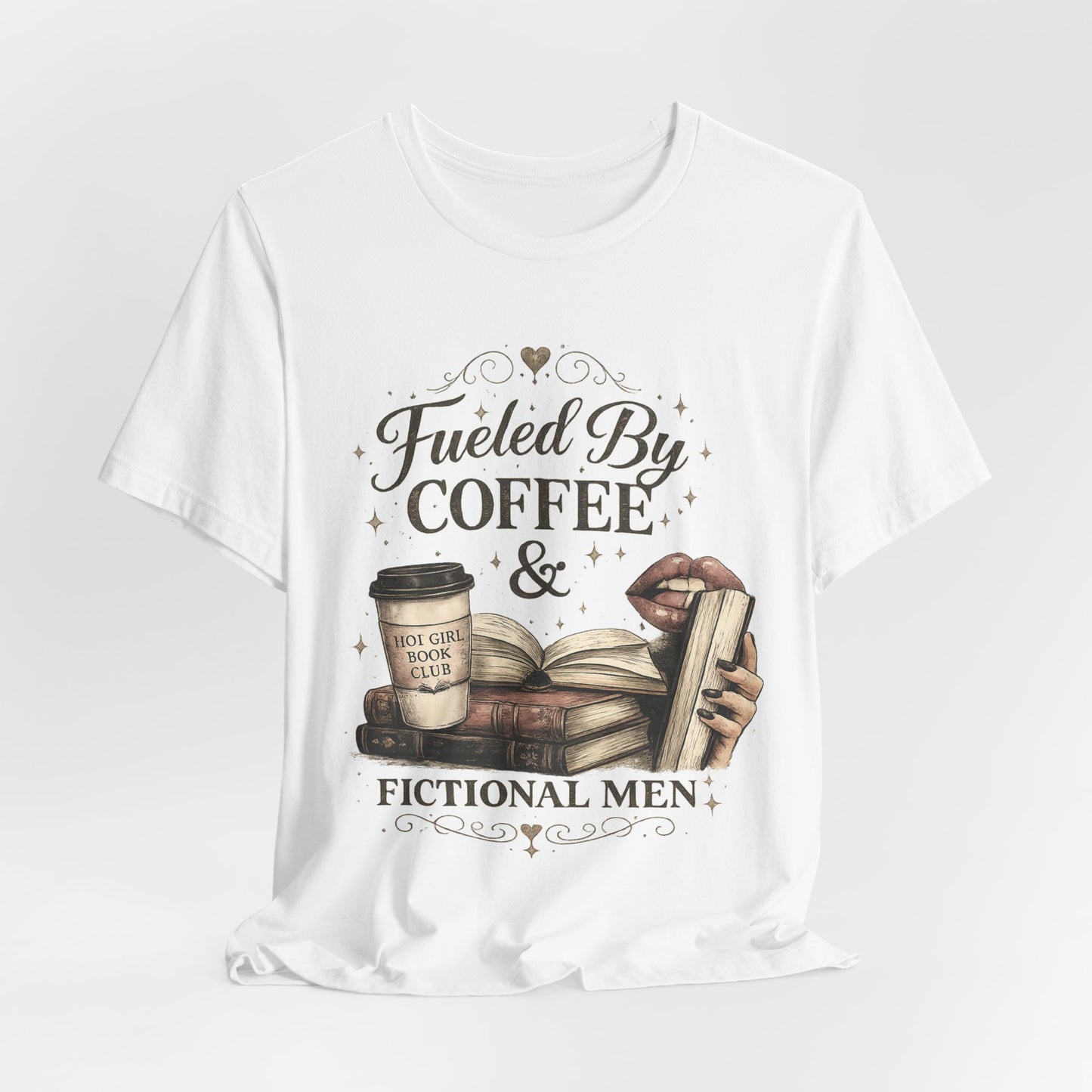 Coffee & Fictional Men Tee — Fueled By Coffee Book Lover Shirt