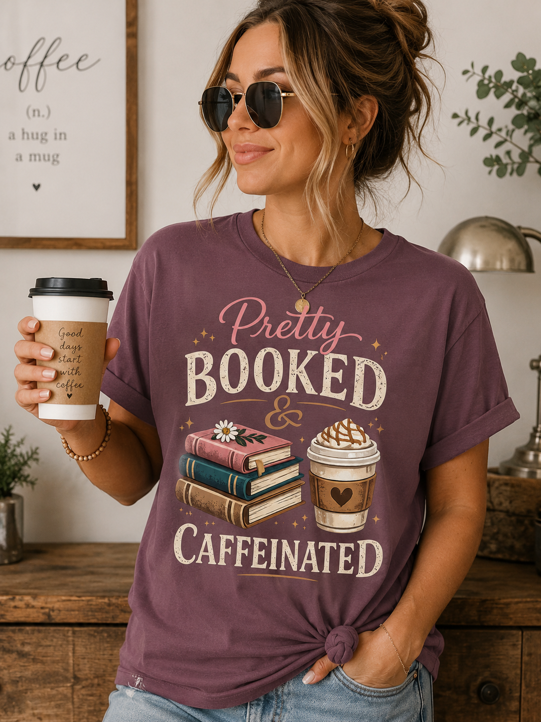Pretty, Booked & Caffeinated T-Shirt