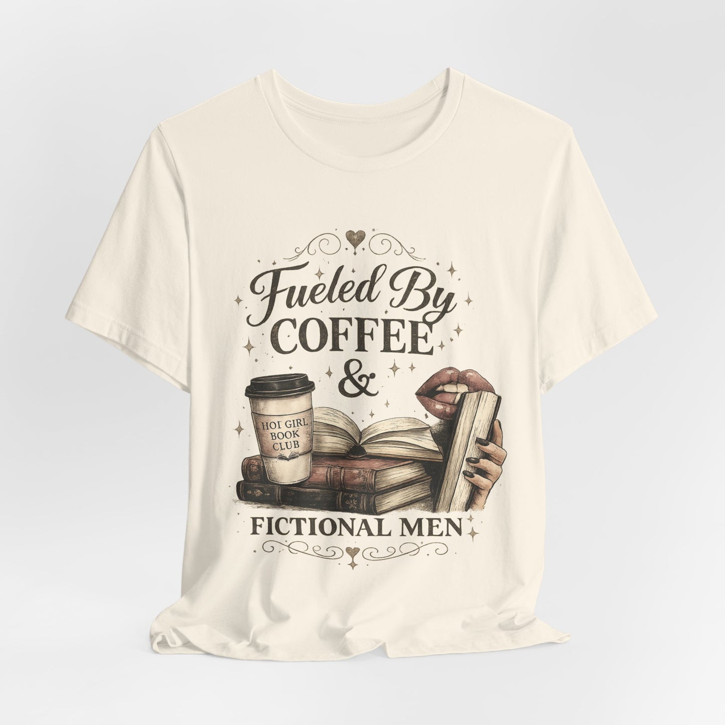 Coffee & Fictional Men Tee — Fueled By Coffee Book Lover Shirt