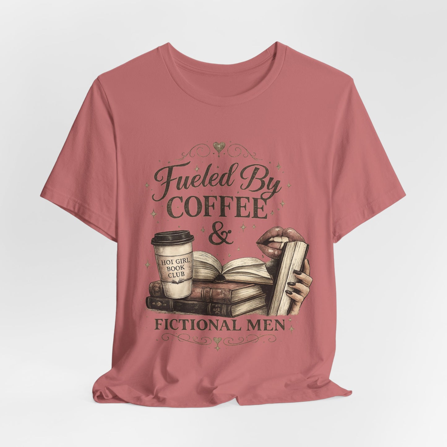 Coffee & Fictional Men Tee — Fueled By Coffee Book Lover Shirt